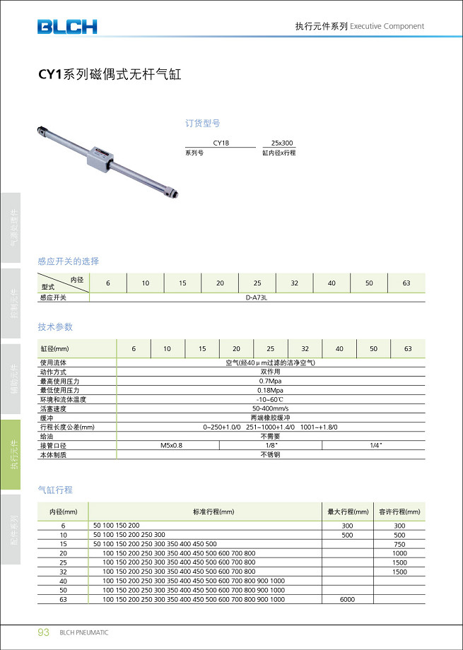 CY1磁偶式無桿氣缸 